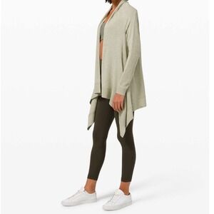 Lululemon Cashlu Knit Wrap Sweater Women's L/XL Rosemary Green‎ Duster Cashmere